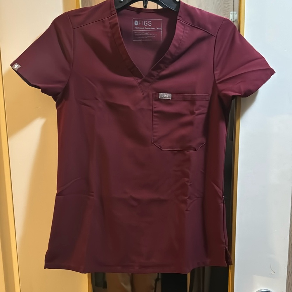 Figs XXS Burgundy Catarina Scrub Top
